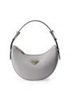 Prada Women's Arqué Small Leather Shoulder Bag In Gray