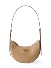 Prada Women's Arqué Small Leather Shoulder Bag In Brown