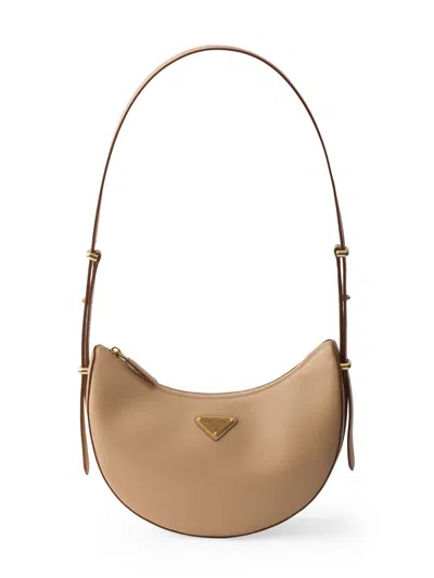 Prada Women's Arqué Small Leather Shoulder Bag In Sand