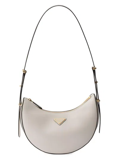 Prada Women's Arqué Small Leather Shoulder Bag In White