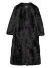 Prada Womens Black Aspen Round-neck Faux-fur Coat