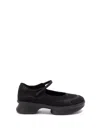 Prada Mesh Upper Round Toe Rubber Sole Ballerinas In Black