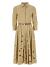 Prada Mirror Embellished Belted Midi Dress