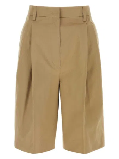 PRADA WOMEN'S BEIGE COTTON BERMUDA SHORTS
