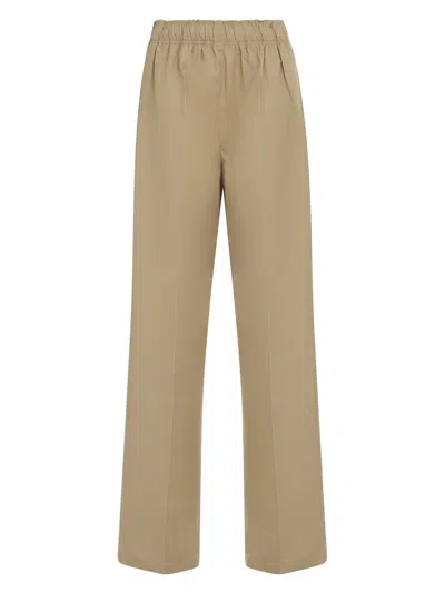 PRADA WOMEN'S BEIGE COTTON WIDE-LEG PANT