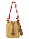 Prada Mini Bucket Bag With Braided Handle And Woven Texture
