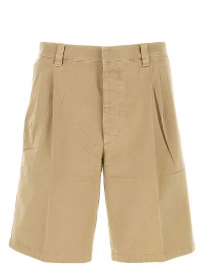 PRADA WOMEN'S BEIGE GABARDINE BERMUDA SHORTS