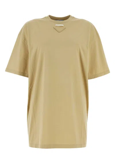 PRADA WOMEN'S BEIGE JERSEY T-SHIRT