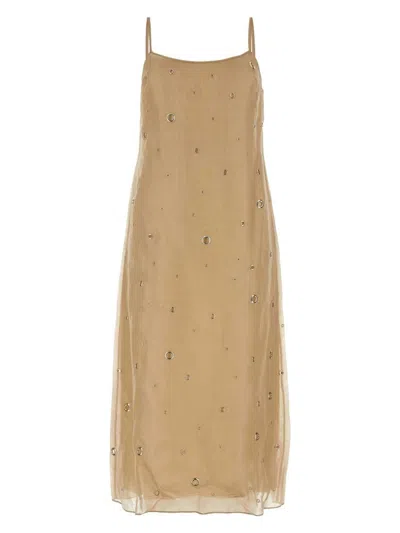 PRADA WOMEN'S BEIGE ORGANZA DRESS