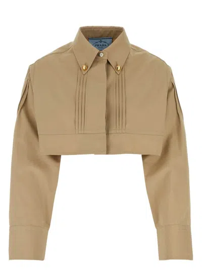 PRADA WOMEN'S BEIGE POPLIN SHIRT