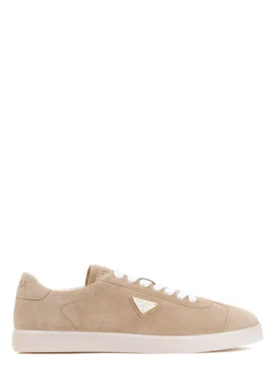 PRADA WOMEN'S BEIGE SUEDE SNEAKERS