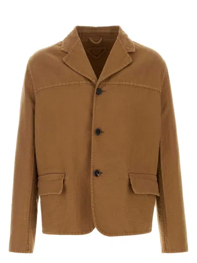 PRADA WOMEN'S BISCUIT COTTON BLAZER