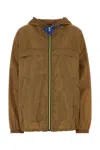 Prada Women Re-nylon Hooded Jacket With Contrast Trims In Brown