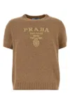 Prada Maglione In Misto Lana Biscotto Donna In Brown