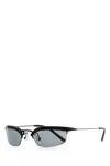 Prada Acetate And Metal Black Sunglasses With Angular Lenses In Black