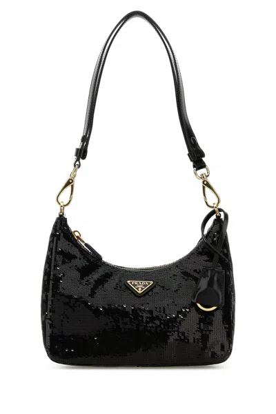 PRADA PRADA WOMEN BLACK FABRIC RE-EDITION SHOULDER BAG
