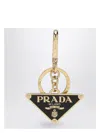 Prada Women Portachiavi Logo Triangolo Saffiano In Metal
