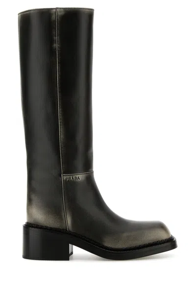 Prada Women Black Leather Boots