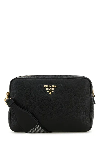 Prada Women Black Leather Crossbody Bag