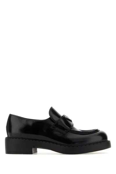 Prada Women Black Leather Loafers