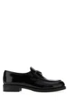 Prada Brushed Leather Loafers In Black