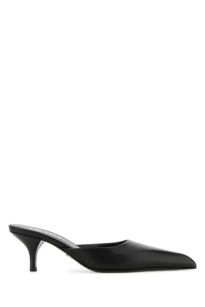 Prada Women Black Leather Mules