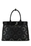 Prada Large Studded Buckle Handbag Top Handle In Black