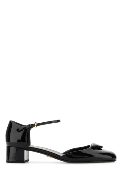 PRADA PRADA WOMEN BLACK LEATHER PUMPS