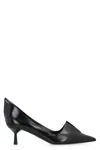 Prada Black Leather Pumps In Black