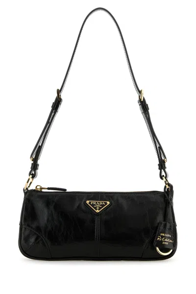PRADA PRADA WOMEN BLACK LEATHER SHOULDER BAG