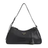 Prada Shoulder Bag Smooth Finish Adjustable Strap In Black
