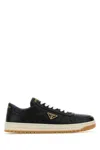Prada Nappa Leather Downtown Low Top Sneakers In Black
