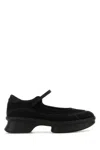 Prada Mesh Upper Round Toe Rubber Sole Ballerinas In Black