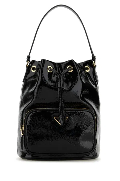 Prada Women Black Naplak Duet Bucket Bag