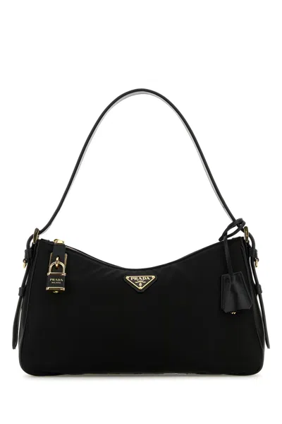 Prada Women Black Nylon Large Aimee Shoulder Bag
