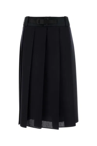 Prada Virgin Wool Skirt With Recycled Cupro Lining In Black