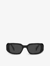 Prada Womens Black Pr 17ws Rectangular-frame Acetate Sunglasses In Black