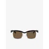 Prada Rectangle Semi-rimless Plastic Sunglasses In Black