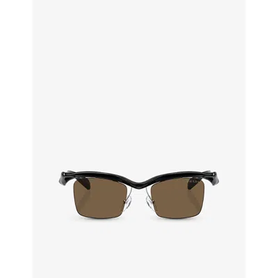 Prada Womens Black Pr A15s Rectangle-frame Nylon Sunglasses