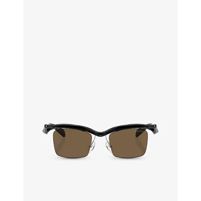 PRADA WOMENS BLACK PR A15S RECTANGLE-FRAME NYLON SUNGLASSES
