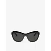Prada Womens Black Pr A27s Butterfly-frame Acetate Sunglasses In Black