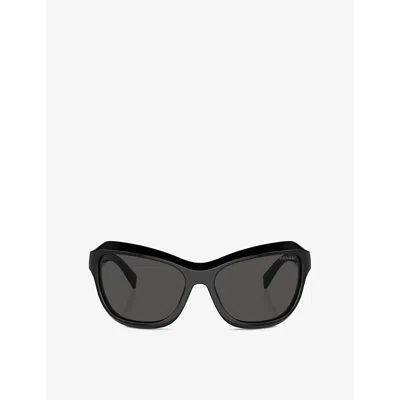Prada Womens Black Pr A27s Butterfly-frame Acetate Sunglasses