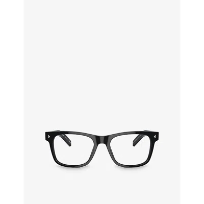 Prada Womens Black Pra13v Square-frame Acetate Optical Glasses