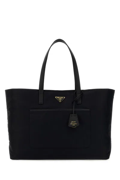 PRADA PRADA WOMEN BLACK RE-NYLON LARGE RE-EDITION 1978 SHOPPING BAG