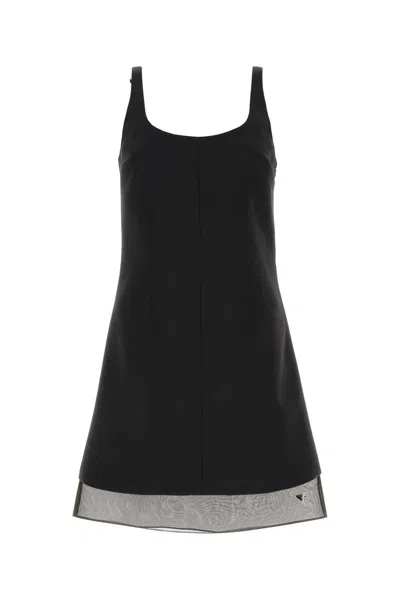 Prada Women Black Wool Mini Dress