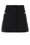 Prada Wool Mini Skirt With Oversized Pockets And Embellished Accents