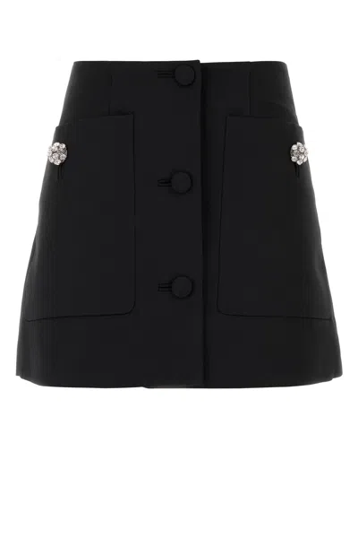PRADA PRADA WOMEN BLACK WOOL MINI SKIRT