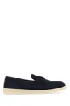 Prada Women Blue Suede Loafers