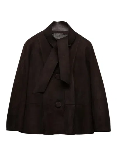 PRADA WOMEN'S BONDED SUEDE JACKET