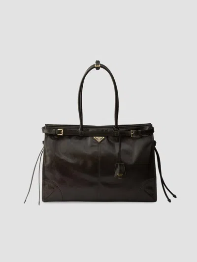 Prada Women's Bonnie Extra-large Leather Top Handle Bag In Green